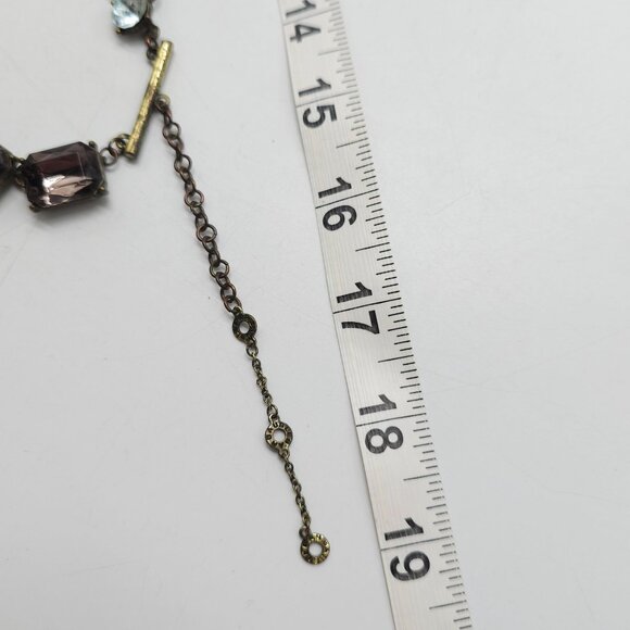 Bauble Bar Multi Stone Statement Necklace With Gold Toned Chain Adjustable Clasp - Picture 6 of 6